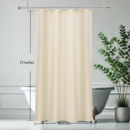AooHome Fabric Polyester Shower Curtain, Small Size Bathroom Curtain for Hotel, Weighted Hem, Water Repellent, Beige, 48 x 72 Inch