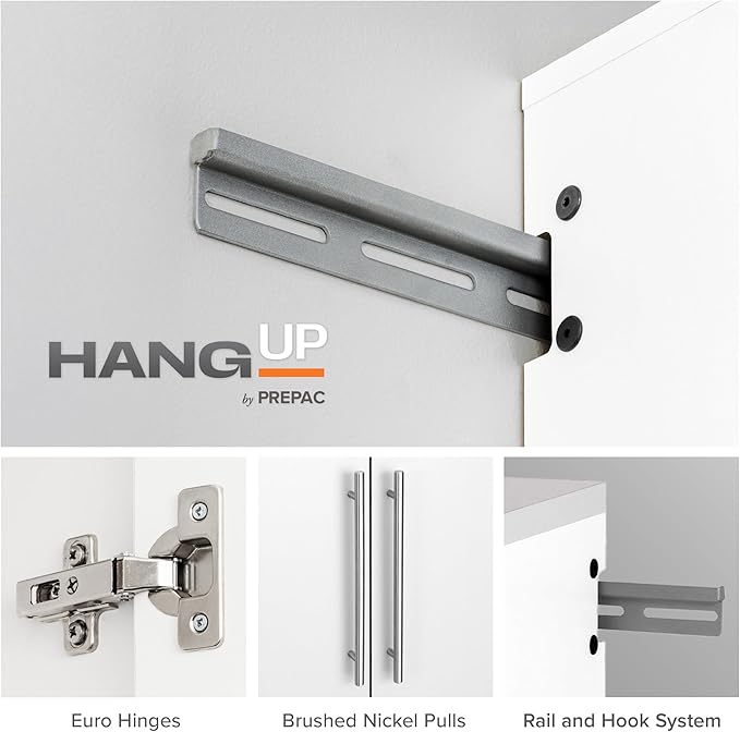 Prepac HangUps 30" Upper Garage Cabinet, Bathroom Cabinet Wall Mount, Ideal for Garage, Kitchen and Laundry Organization 30" W x 24" H x 16" D, White