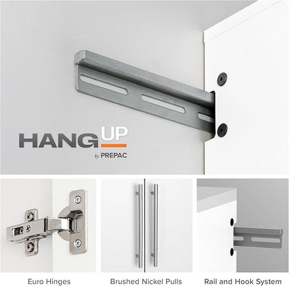 Prepac HangUps 30" Upper Garage Cabinet, Bathroom Cabinet Wall Mount, Ideal for Garage, Kitchen and Laundry Organization 30" W x 24" H x 16" D, White