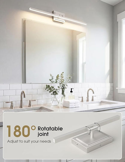VOLISUN Modern Bathroom Vanity Light 31.5 inch, Rotatable, 18W Dimmable 5CCT Led Bathroom Light Fixture Over Mirror, Brushed Nickel Bar Vanity Light for Bathroom Mirror Cabinets-ETL Certificated