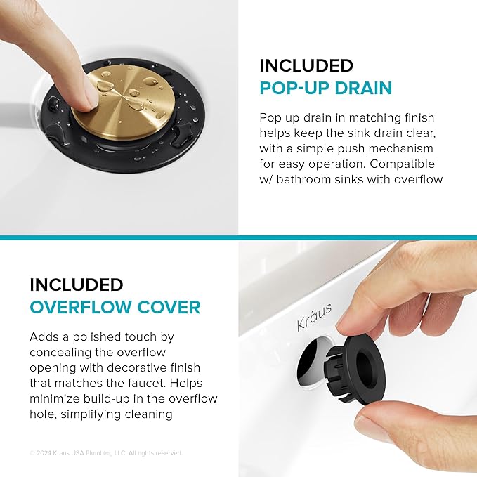 KRAUS Indy Single Handle One Hole Bathroom Sink Faucet in Spot-Free Brushed Brass/Matte Black, KBF-1411SFBBMB