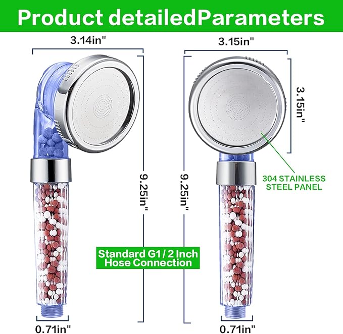Nosame Shower Head with Hose Holder, Filter Filtration High Pressure | Filter Filtration High Pressure Water Saving 3 Mode Function Spray Handheld Showerheads 1.6 GPM for Dry Hair & Skin SPA