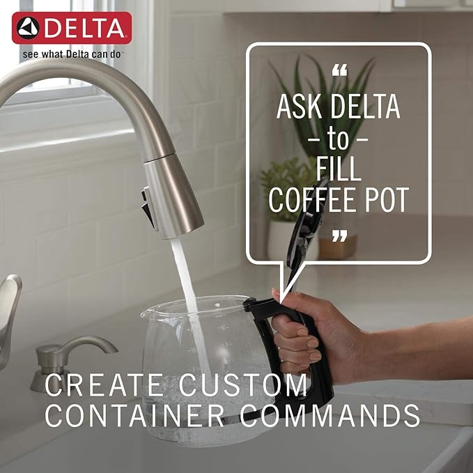Delta Faucet Trinsic VoiceIQ Touchless Kitchen Faucets with Pull Down Sprayer, Smart Faucet, Alexa and Google Assistant Voice Activated, Kitchen Sink Faucet, Matte Black 9159TV-BL-DST