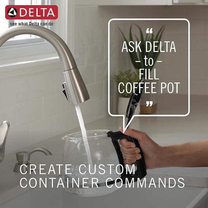 Delta Faucet Leland VoiceIQ Touchless Kitchen Faucet with Pull Down Sprayer, Smart Faucet, Alexa and Google Assistant Voice Activated, Kitchen Sink Faucet, Venetian Bronze 9178TV-RB-DST