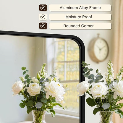 Vanity Bathroom Mirror, 40”x30” Black Bathroom Mirror for Over Sink | HD Tempered Glass, Anti-Rust Frame, Vertical or Horizontal, Wall Mirrors for Bathroom Sink, Living Room, Entryway, Bedroom