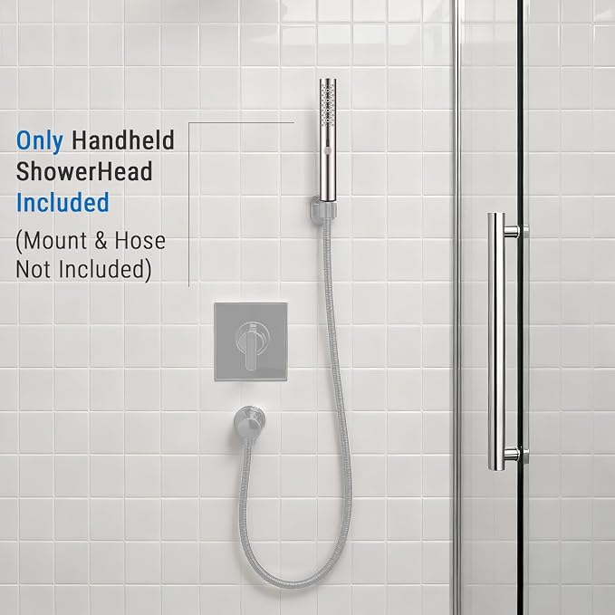 G-Promise All Metal Round 3 Function Handheld Shower Head(Brushed Nickel) | All Metal Construction, 3 Function Modes with Massage, Modern Look, Push Switch, Easy Installation