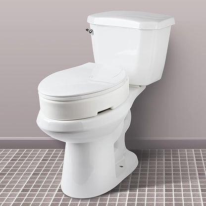 Carex Health Brands Hinged Elongated Toilet Seat Riser, Adds 3.5 Inches of Height to Toilet, 300 Pound Weight Capacity, Raised Toilet Seat, White (FGB32100 0000)