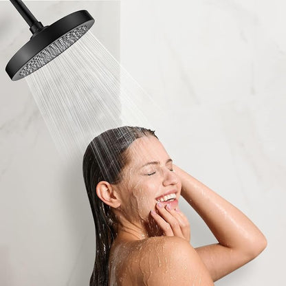 High Pressure Rain Shower Head, High Flow Pressure Boosting Adjustable Rainfall Showerhead, Awesome Shower Experience Even At Low Water Flow, Black