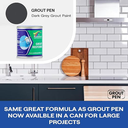 Grout Pen Grout Paint for Tile, Floor & Shower - Dark Grey - 125ml (4.2oz) | Waterproof Paint Grout Refresh Restorer for Kitchen & Bathroom Tiles - Can Size for Larger Projects