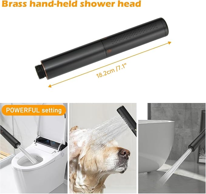 Handheld Shower Head Sprayer Shower Wand Hand Shower Showerhead Bronze | Oil Rubber Bronze High Pressure Showerhead, Hand Held, Brass Shower Head, Wall Mounted, 60 In Stainless Steel Shower Hose