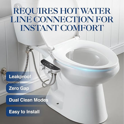 Bidet Attachment for Toilet Seat Non-Electric Bidet Hot and Cold Water Bidet Attachment Toilet Adjustable Water Temperature Posterior/Feminine Wash Dual Retractable Nozzle Self-Cleaning(TT18N)