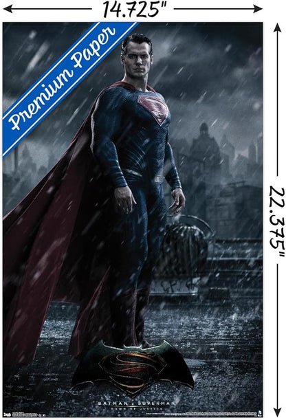 Trends International DC Comics Movie - Batman v Superman - Superman Wall Poster, 14.725" x 22.375", Premium Poster & Mount Bundle