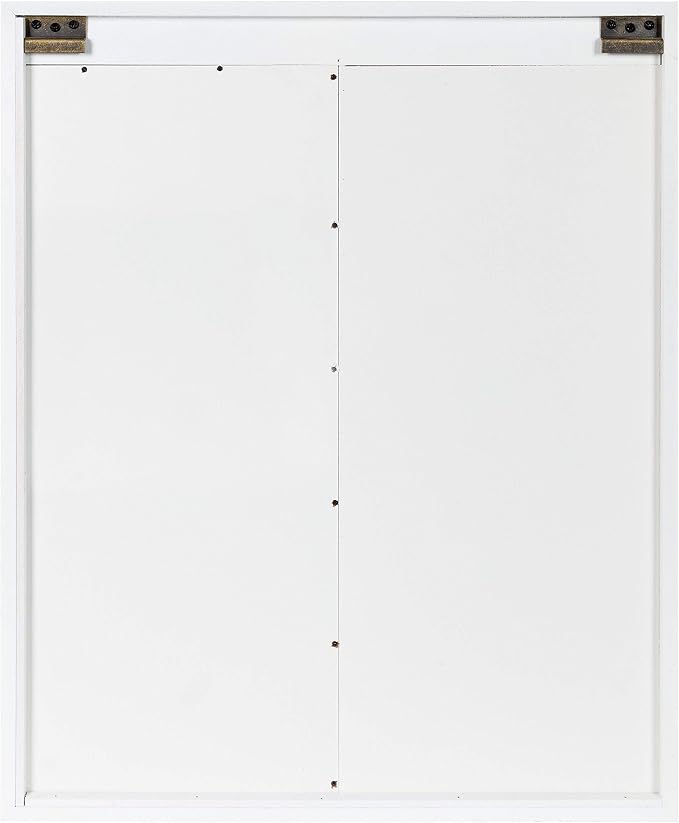Kate and Laurel Cates Decorative Wood Wall Storage Cabinet with Rectangle Mirror and Sliding Barn Door, 22 x 28, Rustic White, Farmhouse Decor for Wall Storage