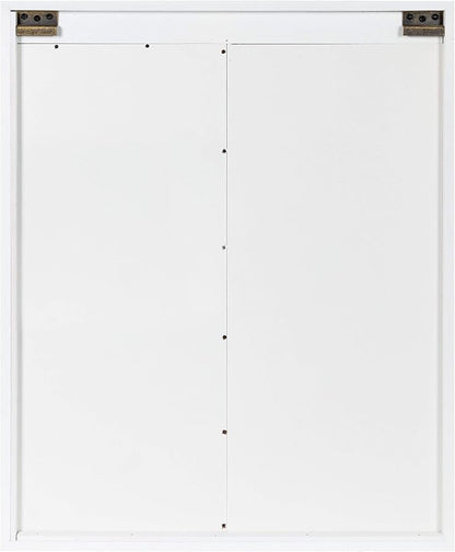 Kate and Laurel Cates Decorative Wood Wall Storage Cabinet with Rectangle Mirror and Sliding Barn Door, 22 x 28, Rustic White, Farmhouse Decor for Wall Storage