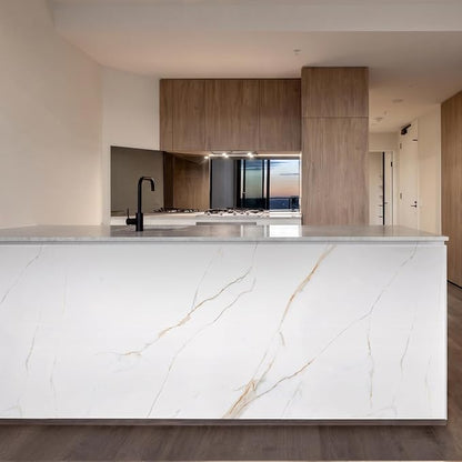 Marble Peel and Stick Waterproof Wall Paneling, 118" x 47" Statuario Gold Matte Finish Self-Adhesive Backsplash Tile Vinyl Wall Panel for Kitchen Bathroom Wall Decor, Covers 38.75 Sq. Ft.