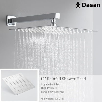 DASAN Tub Shower Faucets Sets Complete Bathtub Shower System with Waterfall Tub Spout, Chrome Bathtub Faucet Set Tub and Shower Faucet Combo Trim Kit with Valve, DA-SS04PC-S10W