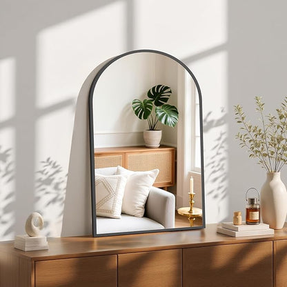 Sweetcrispy 20"x30" Arched Black Bathroom Mirrors for Wall | Bathroom Mirrors for over sink, Metal Framed with HD Shatter-Proof Glass for Entryway, Living Room, Bedroom