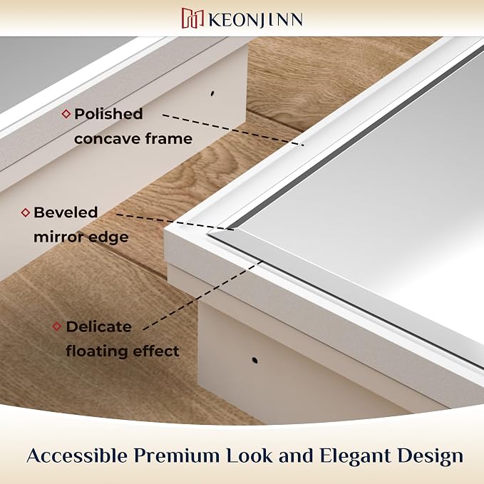 Keonjinn 20" x 26" White Medicine Cabinet with Mirror, Adjustable Shelves | Recessed or Wall-Mounted Medicine Cabinet for Bathroom, Fully Assembled, Aluminum Cabinet, Rust-Resistant, Beveled Mirror