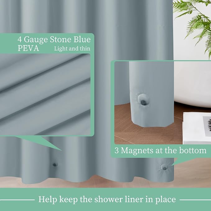 Mrs Awesome Blue Shower Curtain Liner with 3 Magnets, 72x72 | 12 Rustproof Grommets,Premium Plastic Shower Curtain for Bathroom Lightweight & Waterproof,,72W x 72H