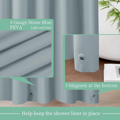 Mrs Awesome Blue Shower Curtain Liner with 3 Magnets, 72x72 | 12 Rustproof Grommets,Premium Plastic Shower Curtain for Bathroom Lightweight & Waterproof,,72W x 72H