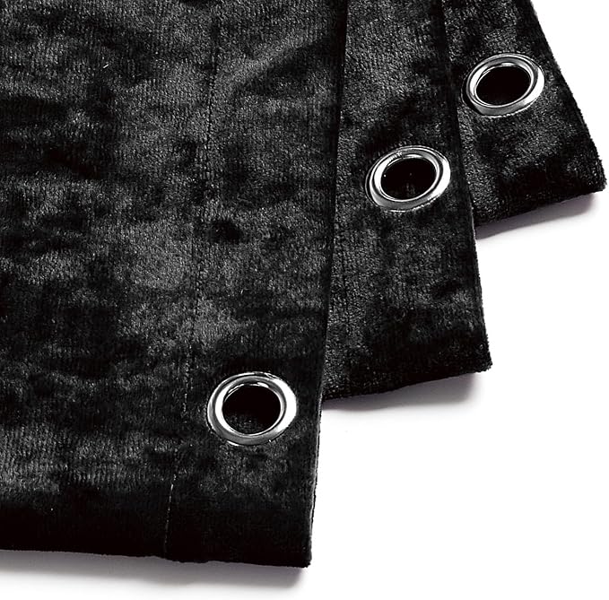 Fredsure Distressed Velvet Shower Curtain Set, 13 Pieces Black Including 1 Piece 72"x72" Shower Curtain and 12 Pieces Silver Hooks