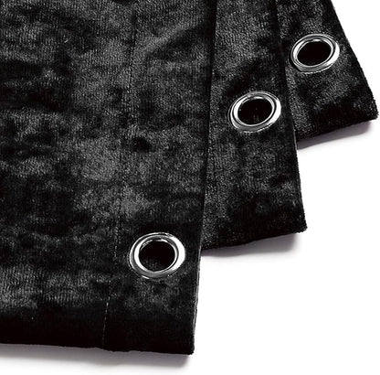 Fredsure Distressed Velvet Shower Curtain Set, 13 Pieces Black Including 1 Piece 72"x72" Shower Curtain and 12 Pieces Silver Hooks