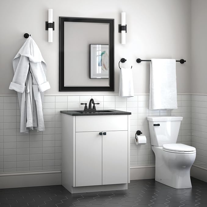 Franklin Brass Voisin (1-Pack) Toilet Paper Holder, Euro Single Post Tissue Roll Wall Mount TP Storage, Matte Black Bathroom Decor, Accessories VOI50-MB