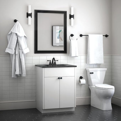Franklin Brass Voisin (1-Pack) Toilet Paper Holder, Euro Single Post Tissue Roll Wall Mount TP Storage, Matte Black Bathroom Decor, Accessories VOI50-MB