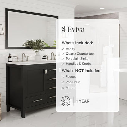 Aberdeen 48 in. Espresso Double Sink Bath Vanity with Carrara Quartz Top and Undermount Porcelain Sinks