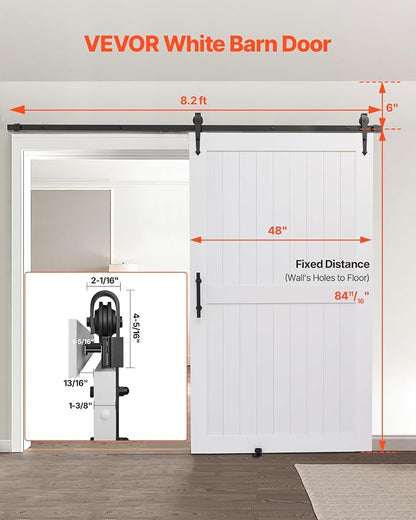 VEVOR Sliding Barn Door, 48 x 84 inch, High-Strength MDF Panel, Barn Door with Hardware Kit, Water-Proof PVC Surface, Easy to Install, H-Frame, Smoothly and Quietly Sliding for Living Room, Bathroom