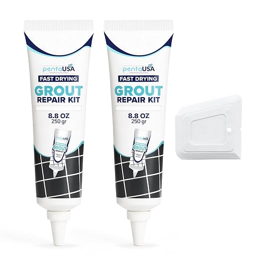 Premixed Tile Grout Repair - White 2-Pack (17.6oz/500g) | Acrylic sanded formula, for bathroom shower kitchen tile, water-resistant, 24-hour cure, 58 sq ft, value 2-pack