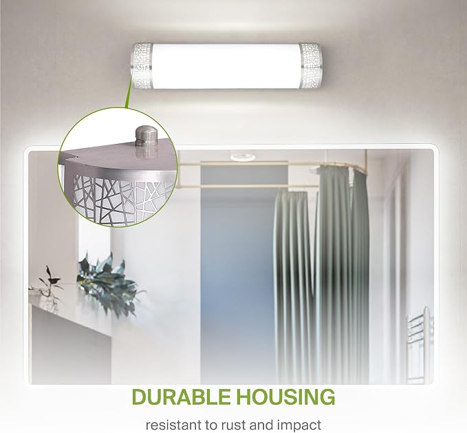 ASD 18 Inch LED Bathroom Vanity Light, 5CCT 2700K-5000K 20W, Dimmable Bathroom Light Fixtures, Modern Vanity Lights for Bathroom Lighting Fixtures Over Mirror, Wall Light Bar, Brushed Nickel, ETL