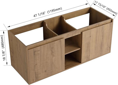 48 Inch Bathroom Vanity Without Sink Top,48" Floating Bathroom Vanity No Sink Top,Modern Floating Vanity Cabinet for Bathroom,Wall Mounted Plywood Vanity Cabinet,Brown