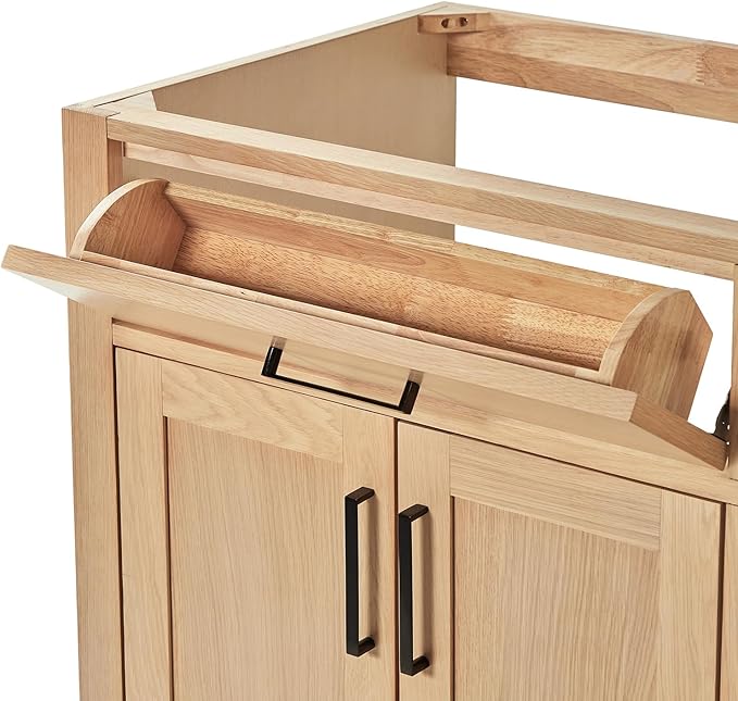 ARIEL Hepburn 72-inch Bathroom Vanity Base Cabinet,Solid Wood, 4 Soft Closing Doors, 6 Dovetail Drawers, White Oak