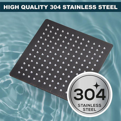 Midanya Square Rain Shower Head,High Pressure,Oil Rubbed Bronze 12 Inch | 360°Swivel,Ceiling or Wall Mount,Waterfall Full Body Coverage,Bathroom Remodel,Stainless Steel Large Rainfall Shower Head