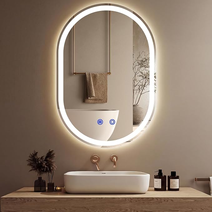 24"x32" LED Bathroom Mirrors with Lights,Anti-Fog, Dimmable,Frameless LED Bathroom Mirror Backlit + Front Lit,Wall Mounted Lighted Bathroom Vanity Mirror