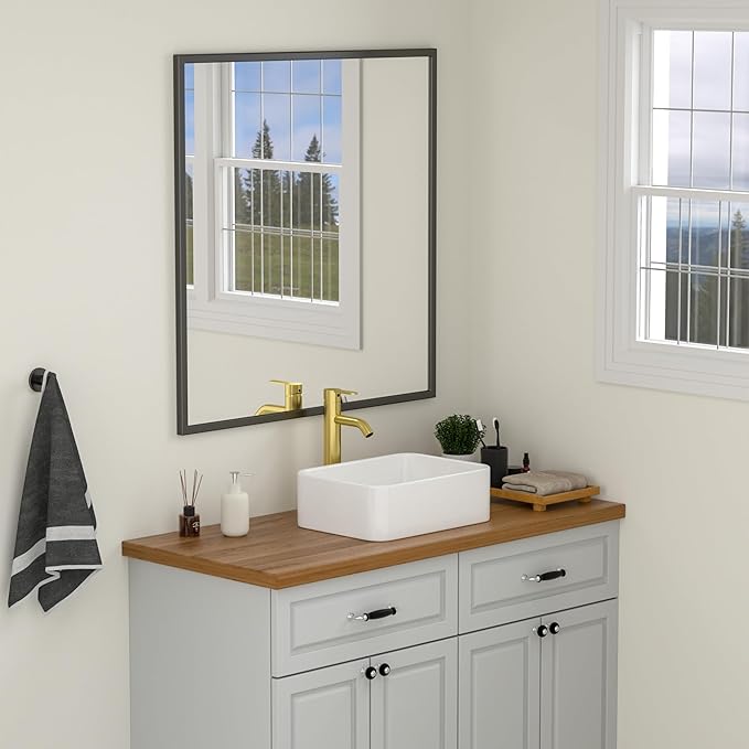 Logmey 16 Inch Drop in Bathroom Vessel Sink 16"x12" Rectangular White Porcelain Ceramic Sink Modern Above Counter Countertop Bathroom Vanity Sinks Art Basin