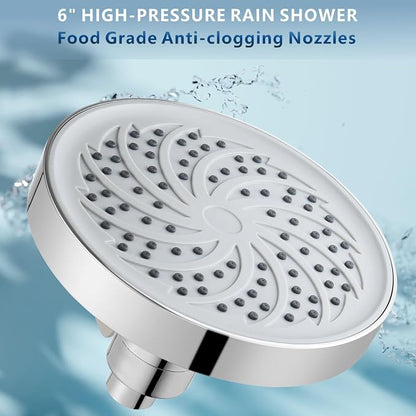 Rain Shower Head with Handheld, High Pressure Rainfall Showerhead and 3 Settings Hand held Spray Combo with Detachable Hose (Chrome)
