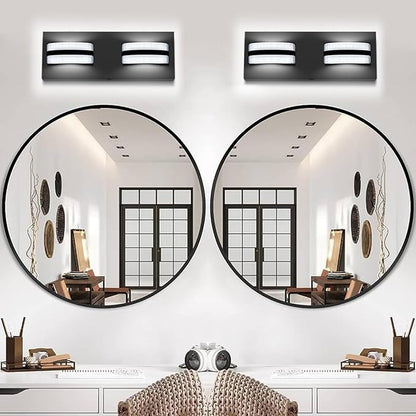 LED Dimmable Bathroom Vanity Light Fixtures, 1100LM 2 Light, Black Modern Matte Bathroom Lighting, Over Mirror Vanity Lights for Bathroom, Living Room, Bedroom ETL Certified