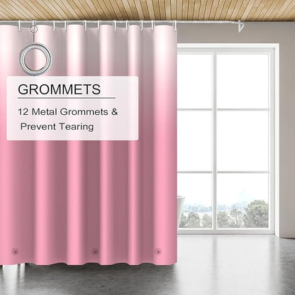 Gradient Pink Shower Curtain Liner, 4G PEVA Shower Liner, Plastic Waterproof Shower Curtains, 72x72 inch with Grommet Holes 3 Magnetic Weights