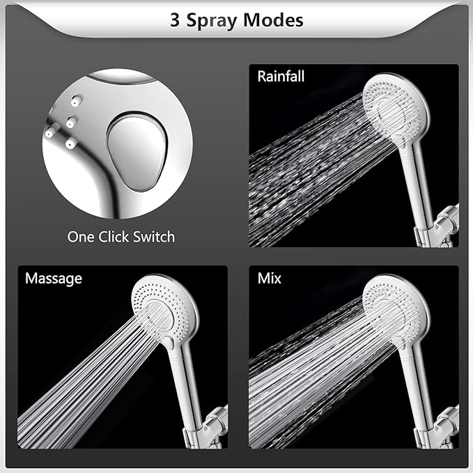 FEELSO Filtered Shower Head with Handheld, High Pressure Shower Filter Head | 15 Stage Water Softener Filters for Hard Water, Remove Chlorine & Harmful Substance, 3 Spray Mode Showerhead, Hose & Bracket