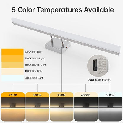36 inch Bathroom Vanity Light, 5CCT LED Modern Bathroom Light Fixtures Over Mirror, Dimmable 36W 2700K-5000K Vanity Lighting Fixture, Brushed Nickel Adjustable Vanity Light Bar-UL Certified