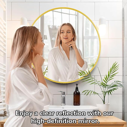 20 Inch Round Medicine Cabinet with Mirror, Gold Bathroom Medicine Cabinet for Wall Metal Framed, Surface Mount Only Circular Storage Cabinet with Vanity Mirror