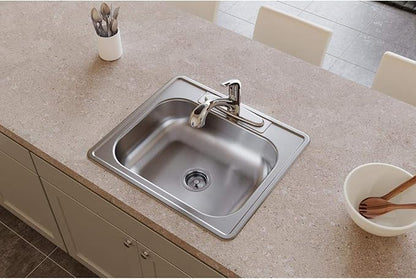 Elkay D125222 22 Gauge Stainless Steel Single Bowl Top Mount Kitchen Sink, 25 x 22 x 6.5625"