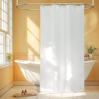 Seenus Waterproof Fabric Stall Shower Curtain Liner with 2 Large Magnets, 36 x 72 inch Half Size Cloth Shower Liner Washable, Narrow White Lightweight Bath Curtain for Single Stall