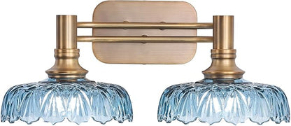 Vintage Bathroom Vanity Light Fixtures 2-Light Bathroom Lighting with Grey Glass Wall Sconces for Hallway Living Room Bedroom Entryway