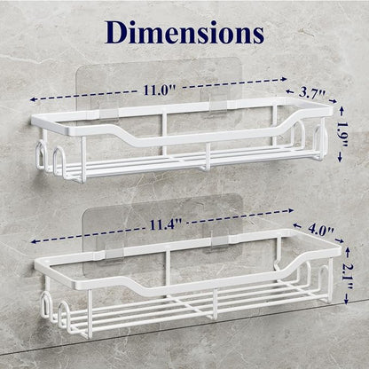Kitsure Shower Caddy, Adhesive Shower Organizer, Large, White | Stainless Steel Shelf for Inside Shower, No Drill Bathroom Organizers and Storage, Home Decor Accessories