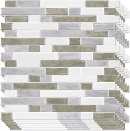 STICKGOO Peel and Stick Backsplash - 10 Sheets of 12”×12” - 3D Self Adhesive Peel and Stick Tile Backsplash for Kitchen & Bathroom