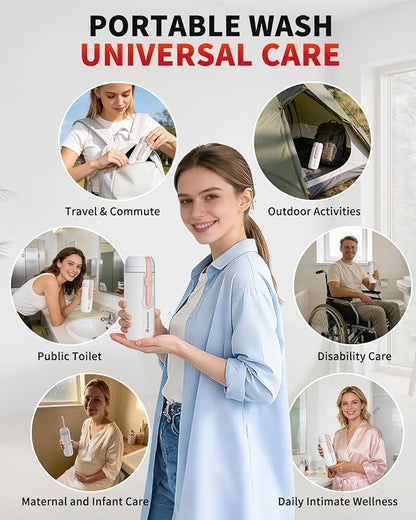 Rainsworth Portable Electric Bidet, 350ml, for Travel & Personal Care | Large Capacity, Rechargeable 1600mAh, USB-C Port, Adjustable Nozzle, Dual Flow Modes, IPX6 Waterproof,Leak-Proof Design