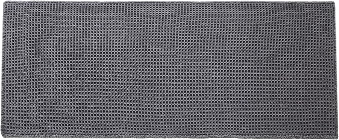 TYUU Waffle Runner Rug Bathroom, Long Boho Bath Mat, 60x24 Grey | Super Absorbent Quick Dry Bath Rug, Non-Slip Backing, Soft Waffle Washable Farmhouse Bathroom Mats, Tub, Shower & Home Decor